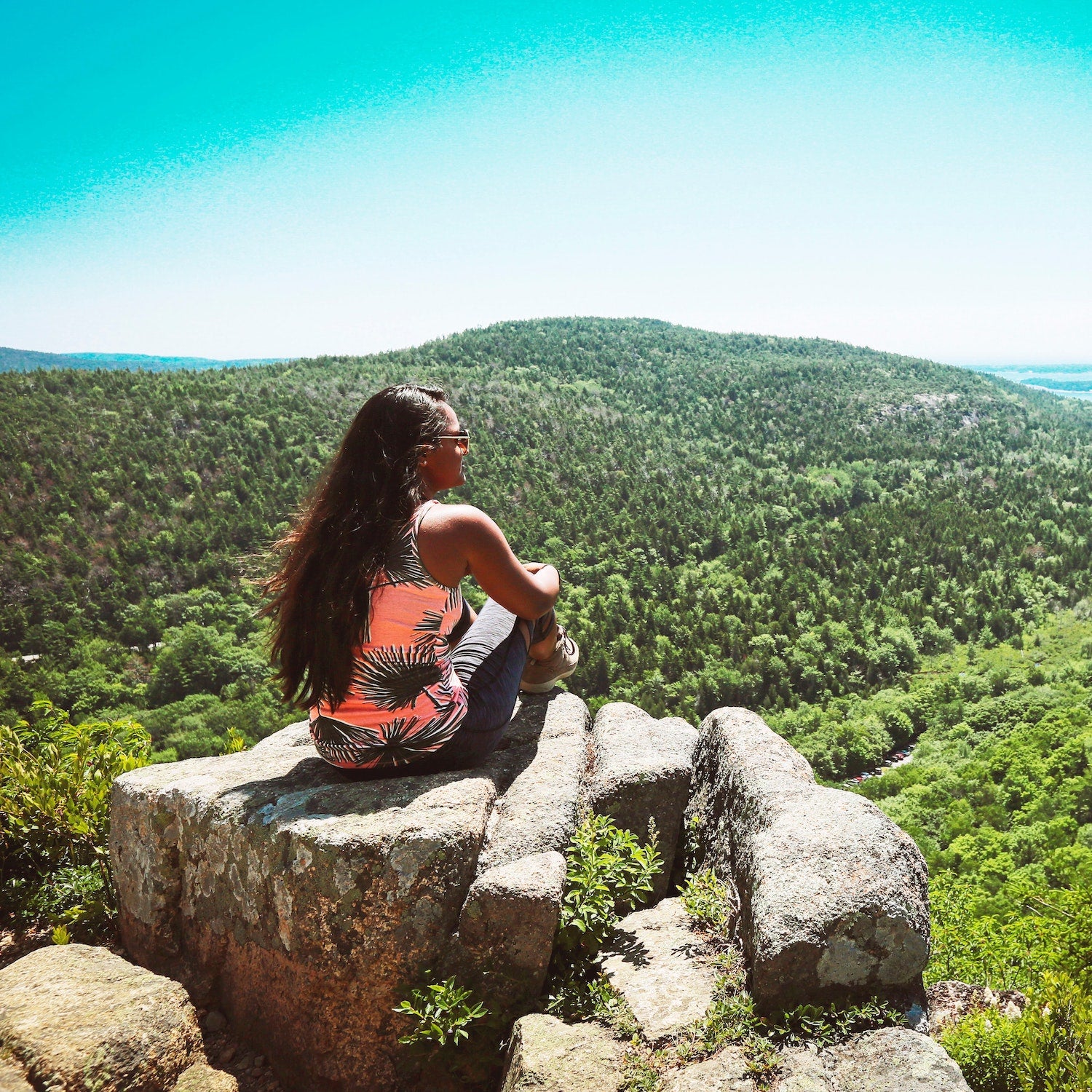 woman looking over landscape