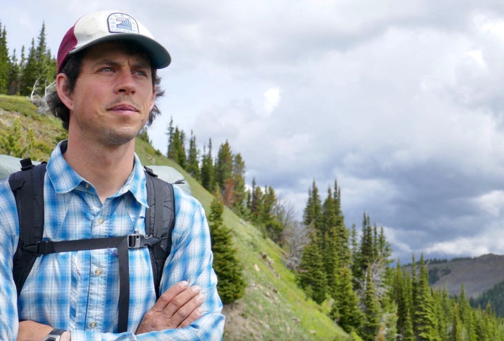 Man in hiking gear on a trail