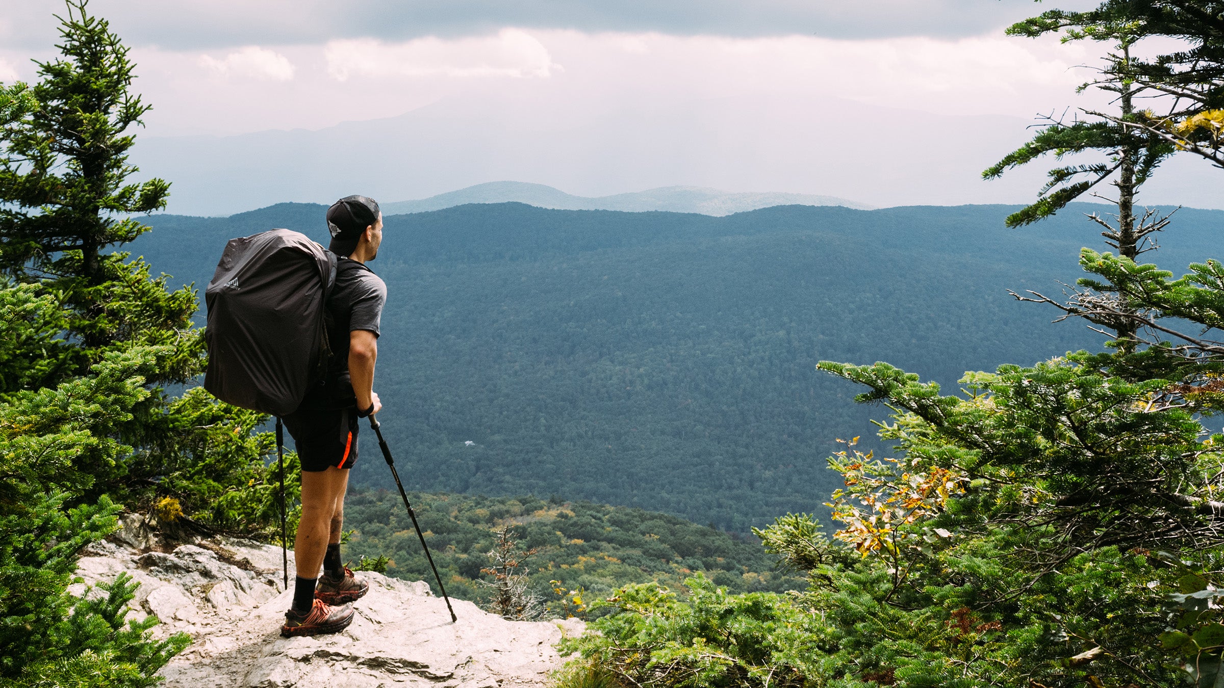 Person at a lookout in vermont