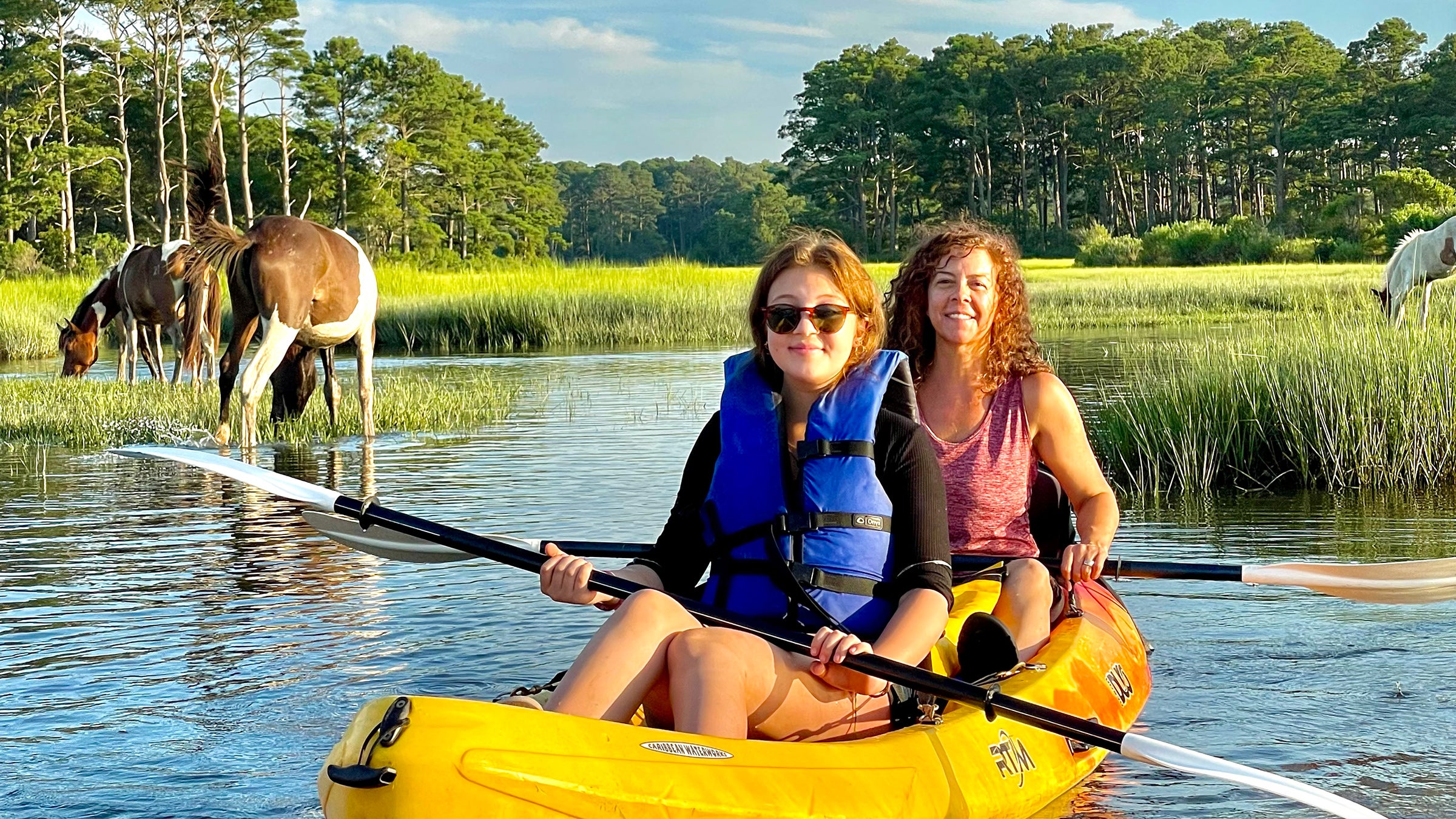 Maizie and Mattie, paddling for ponies