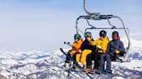 Skiers on chairlift at Sun Valley