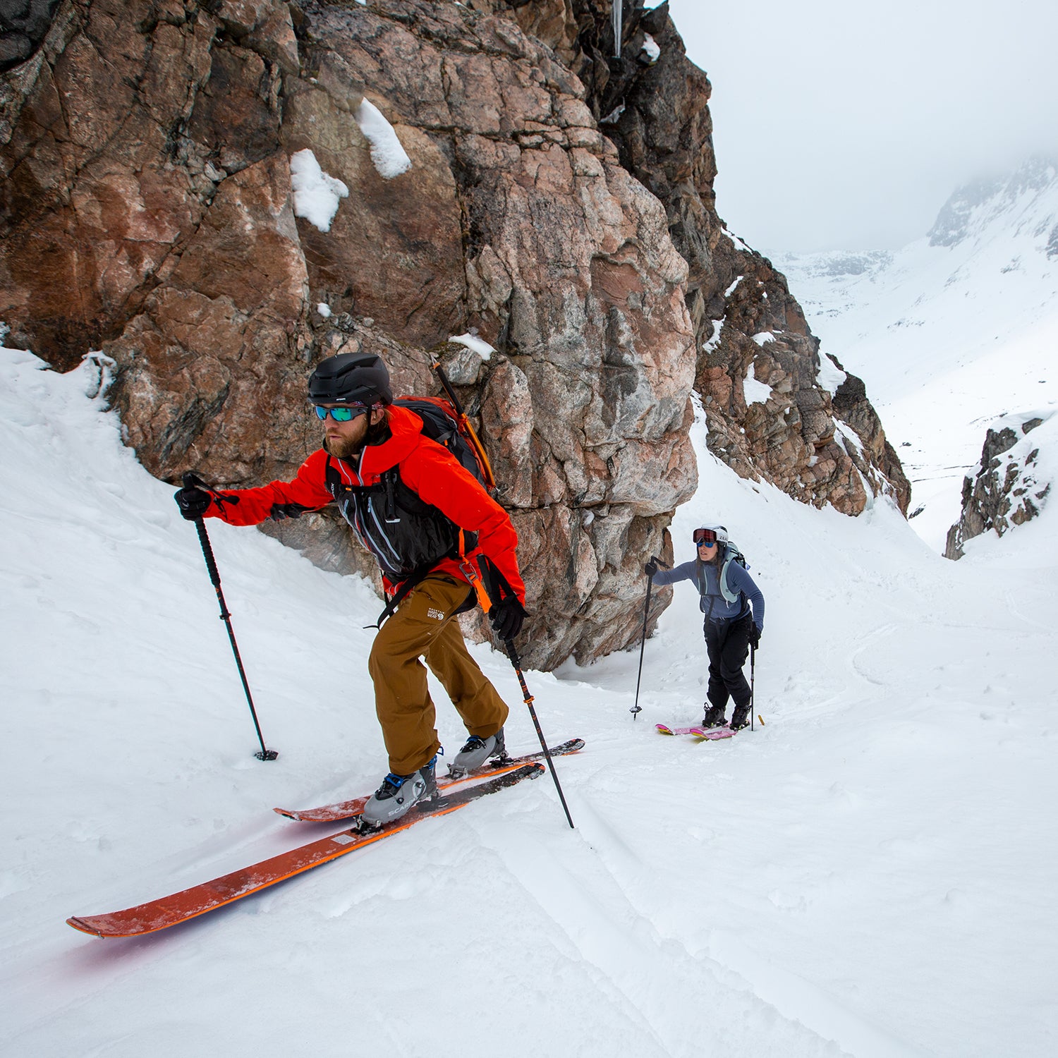 Skiers touring in Greenland