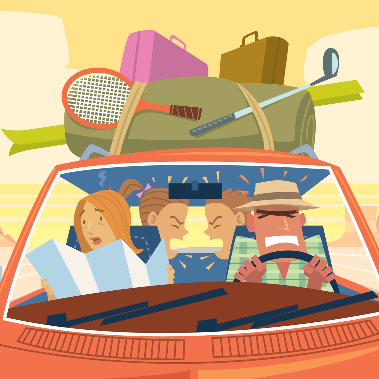 Family road trip illustration