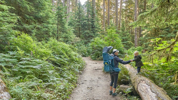 mother toddler hiking