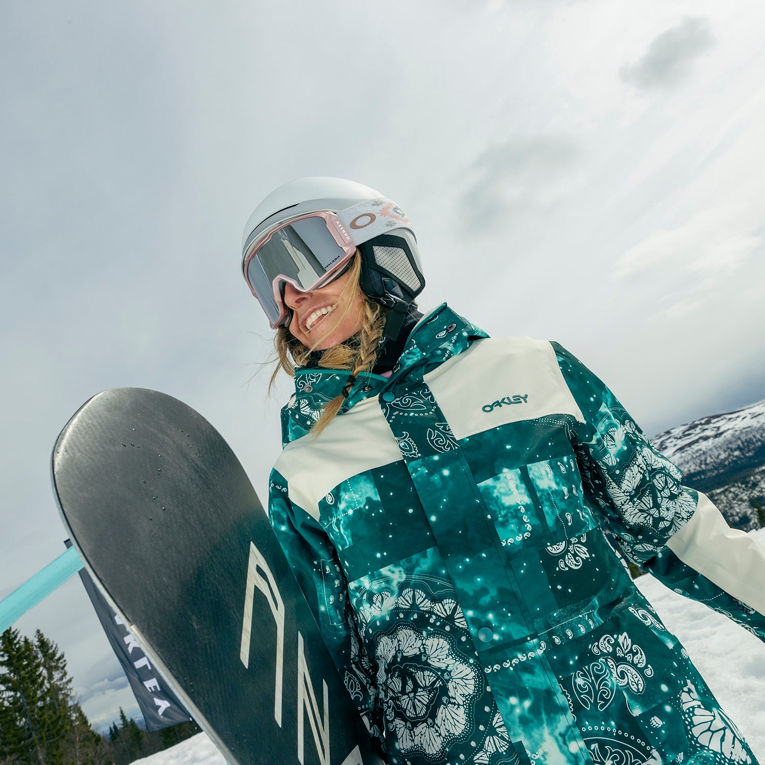 person wearing Oakley ski goggles
