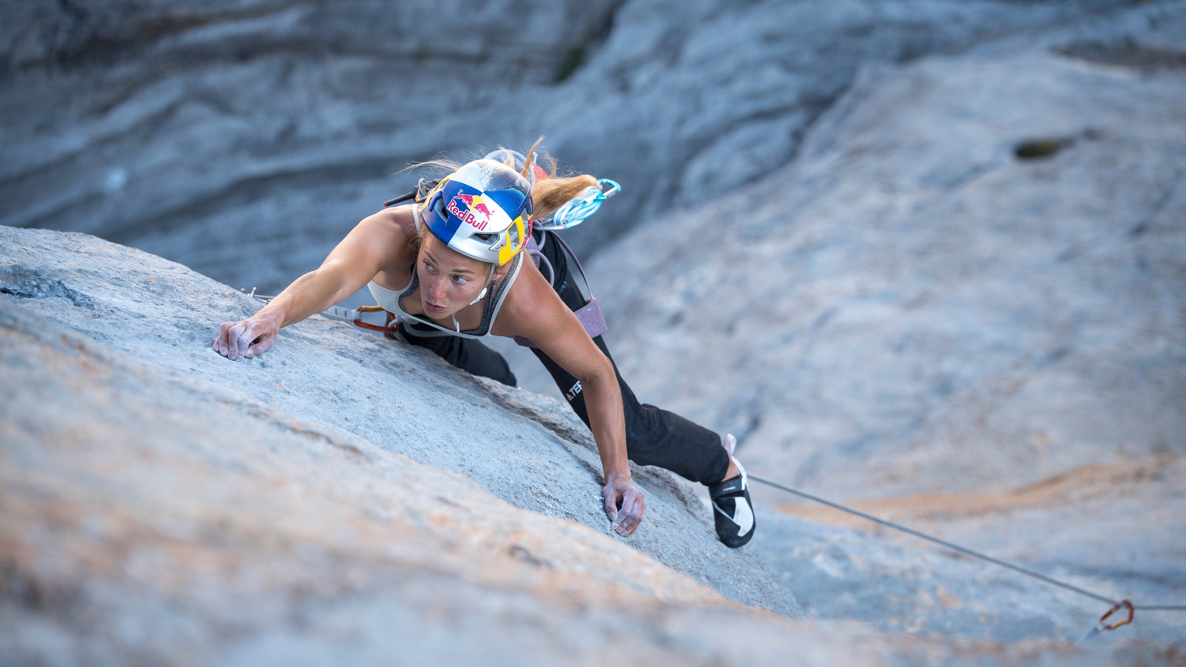 Sasha DiGiulian climbing Rayu in Spain in 2022