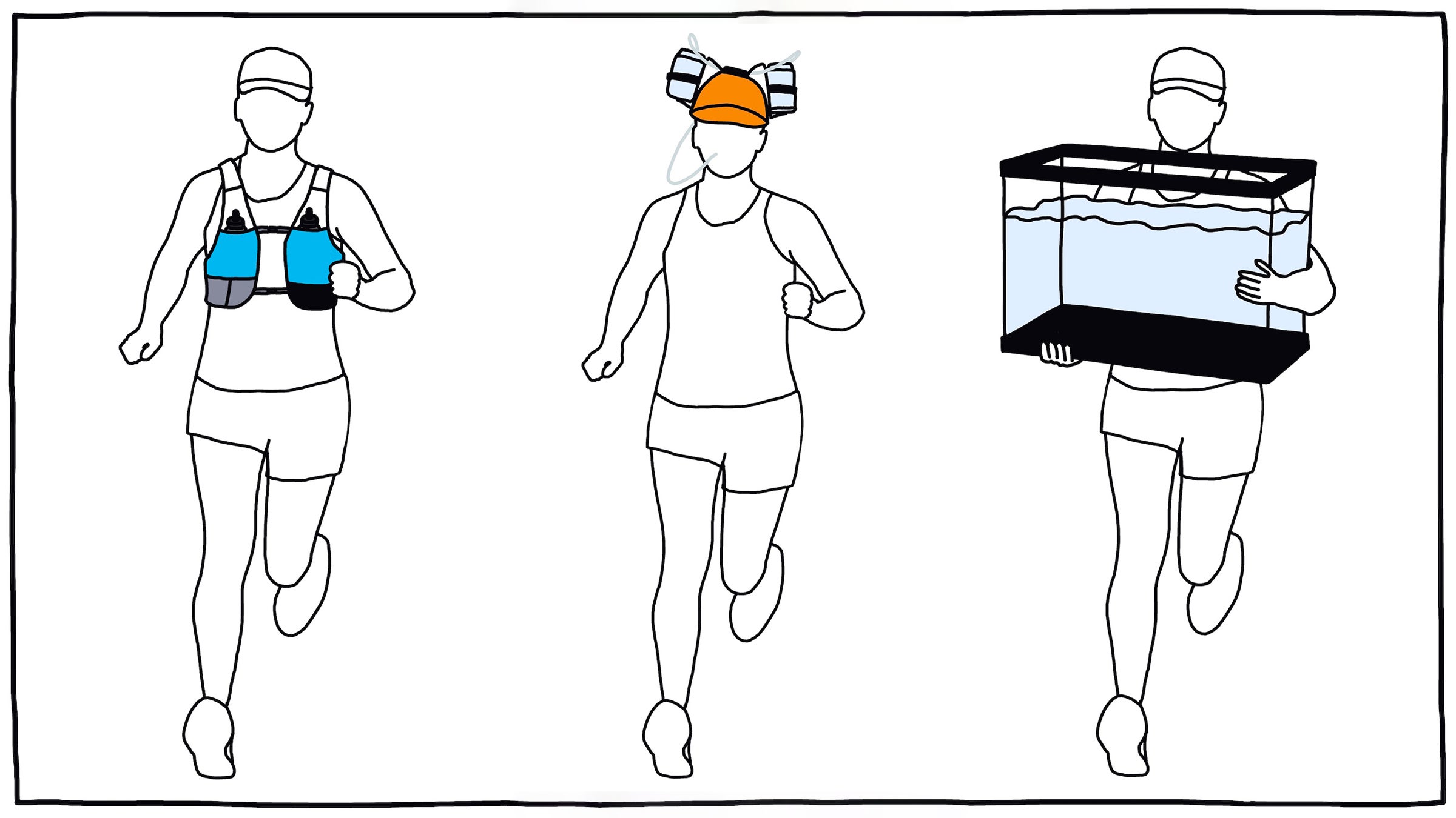 illustrations of runners carrying water