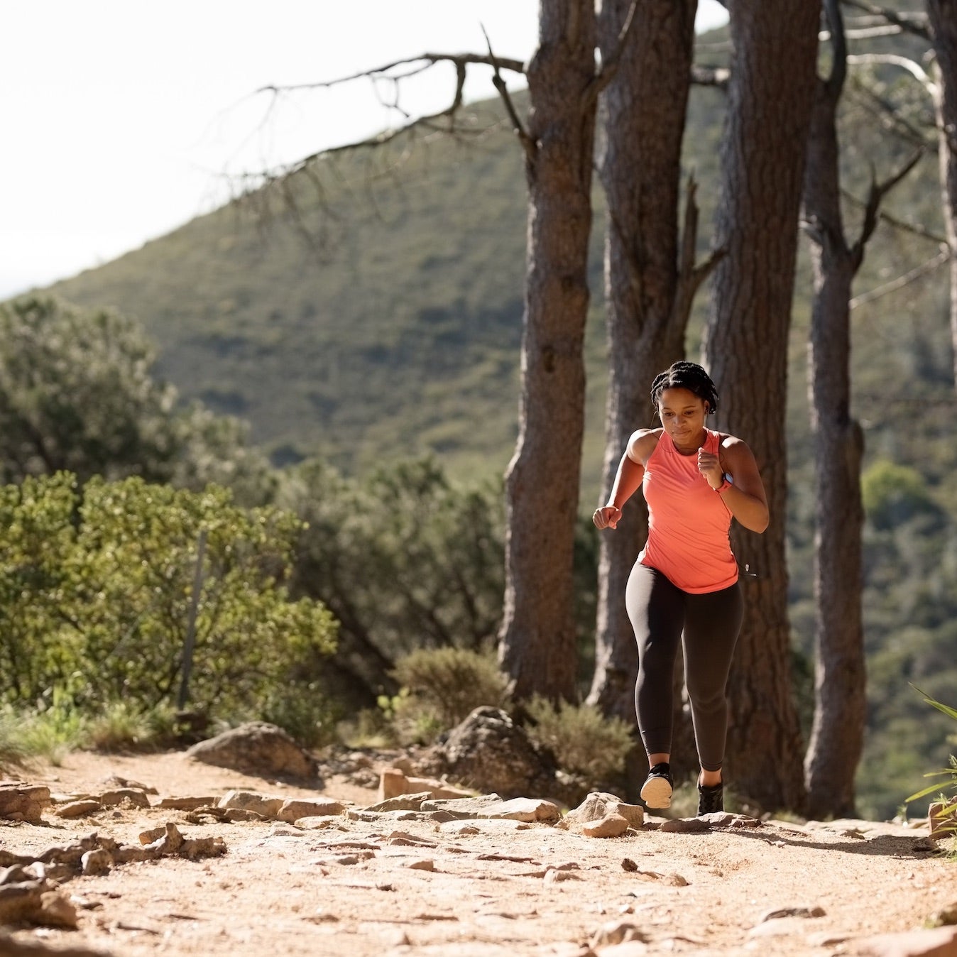 Woman trail running