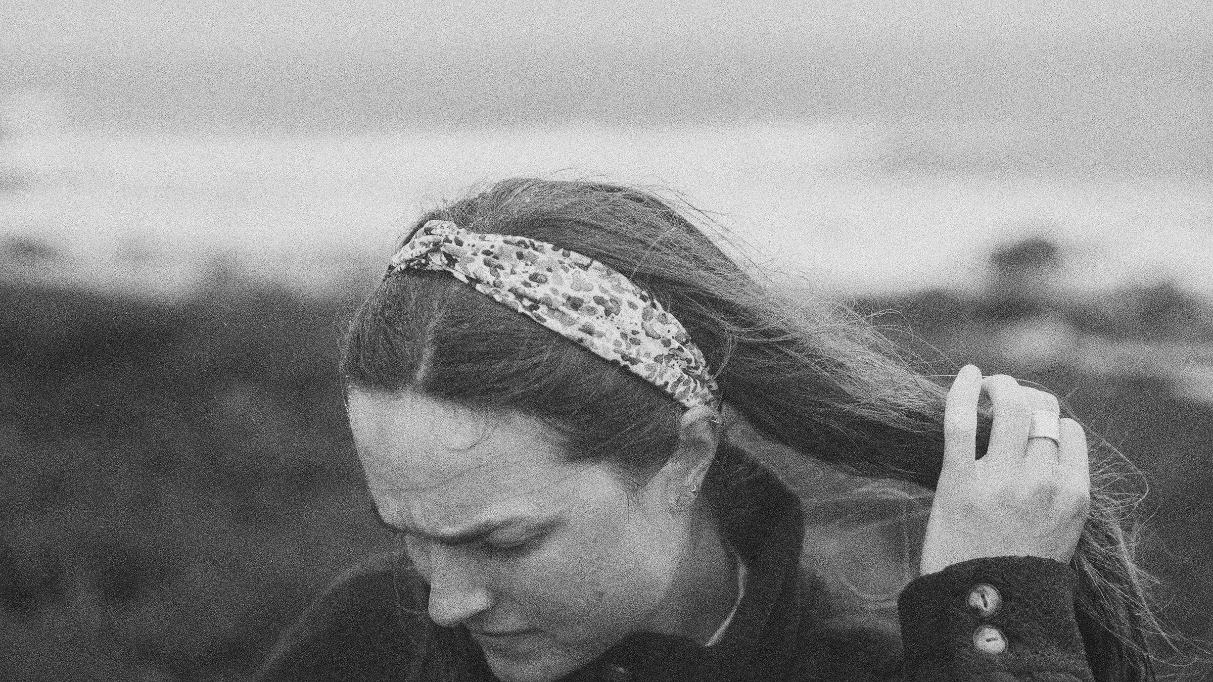 Black and white close-up image of Moriah Wilson