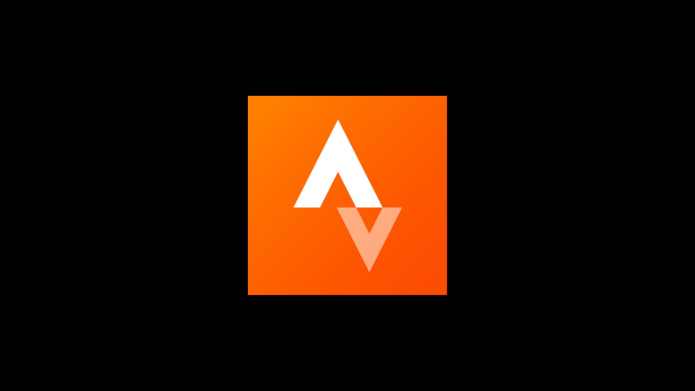 An orange strava logo with arrows on a black background
