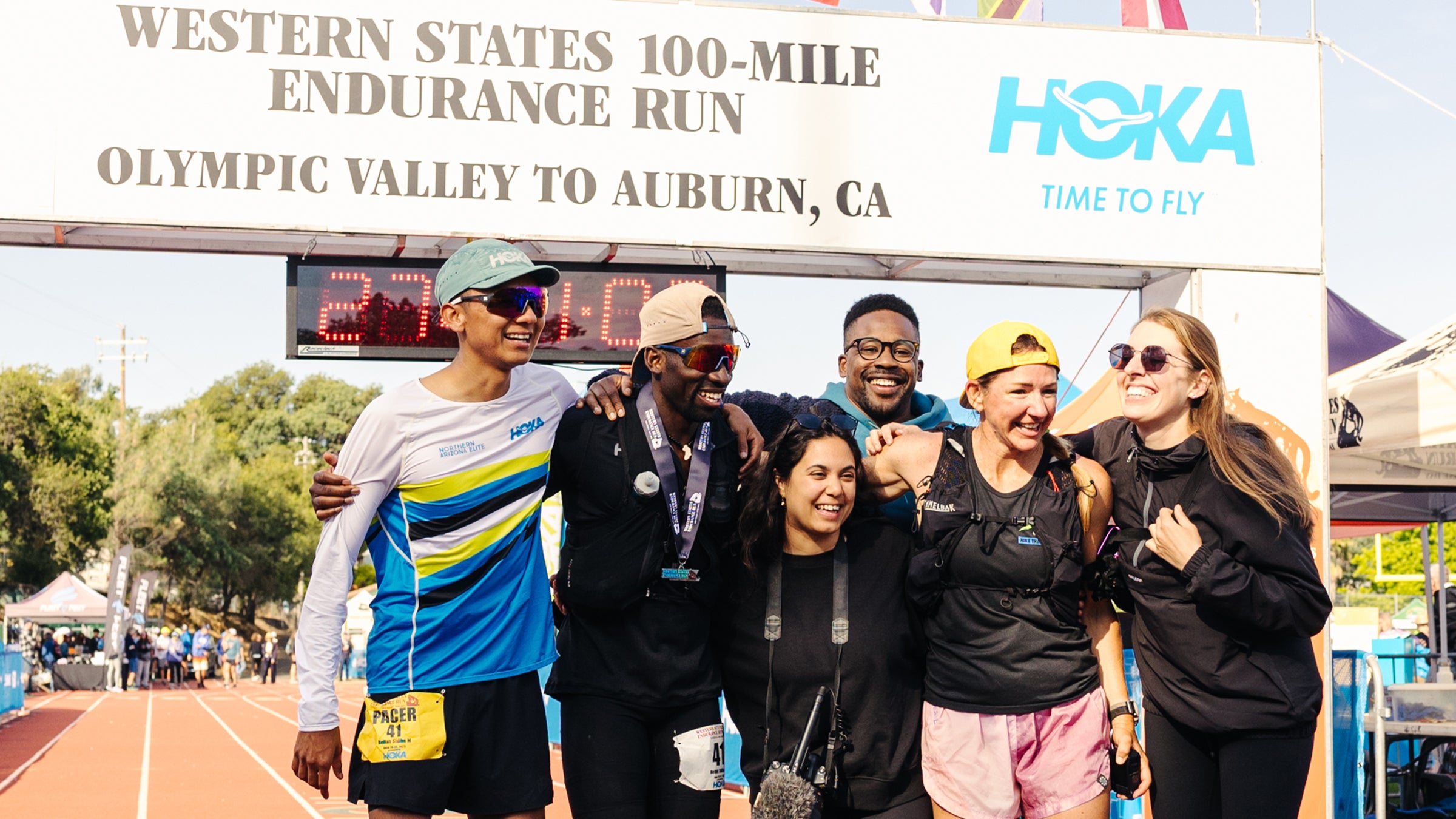 Hellah Sidibe and his team celebrate at Western States.