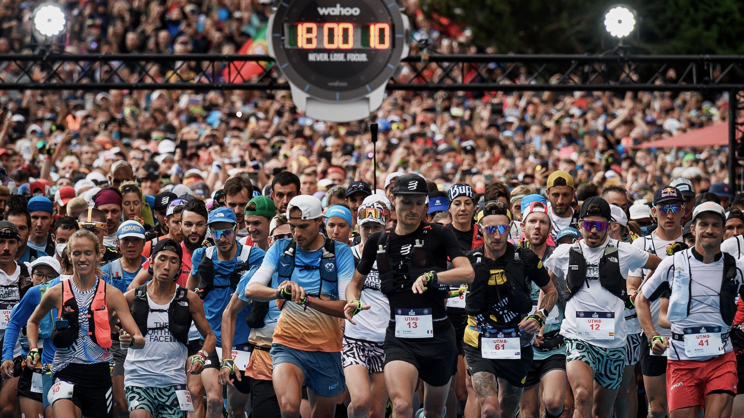 A big crowd of runners embark on a 100-mile race