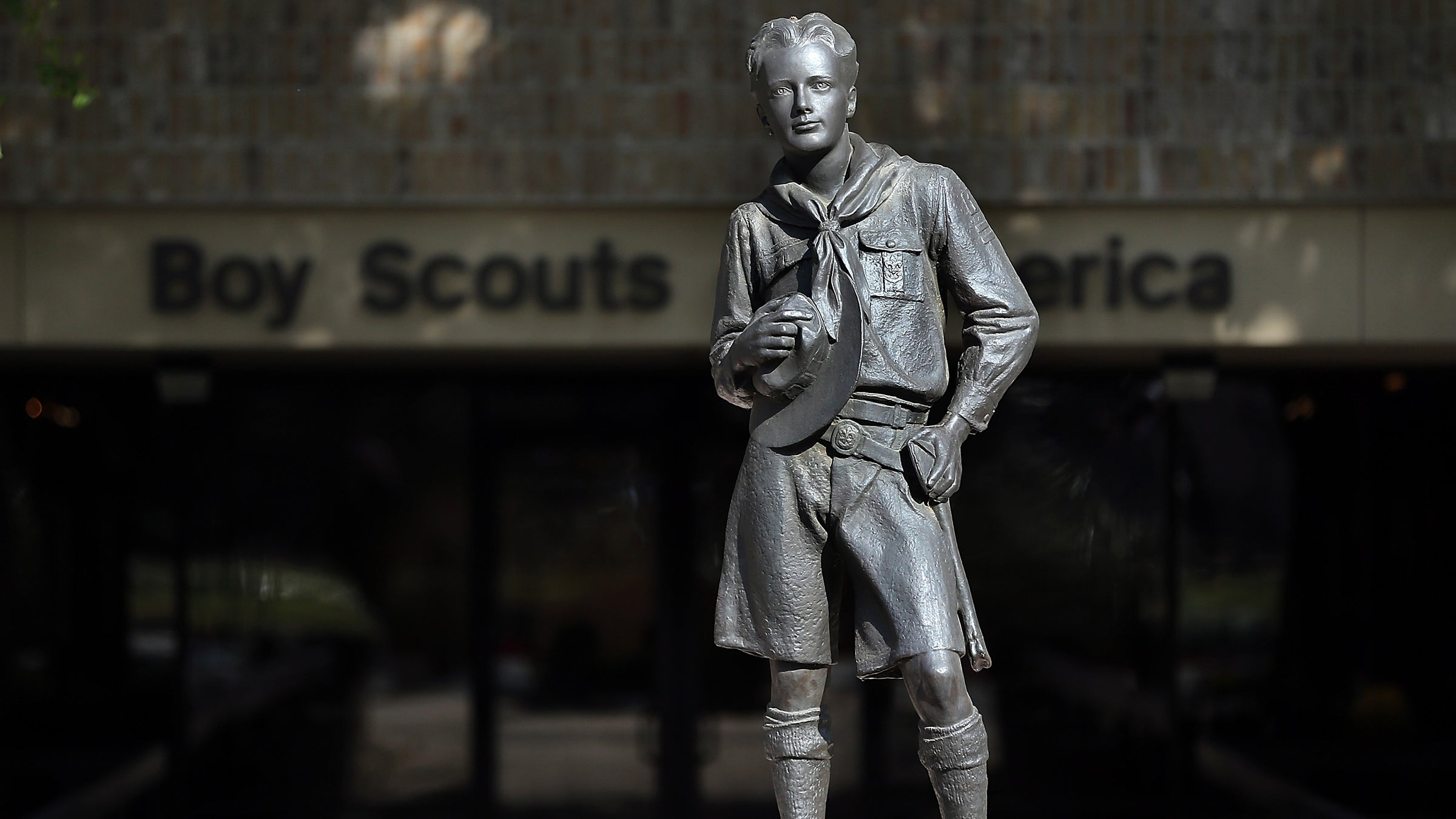 A general view of a statue outside the Boy Scouts of America Headquarters on February 4, 2013 in Irving, Texas.