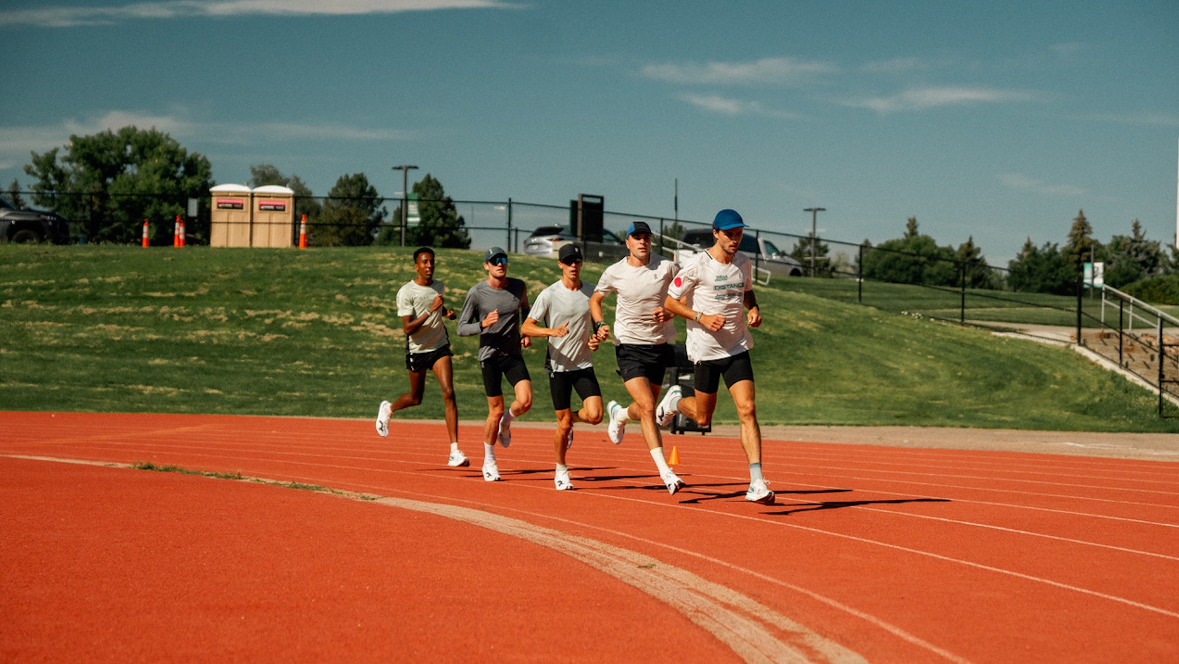 Several men training in super shoes