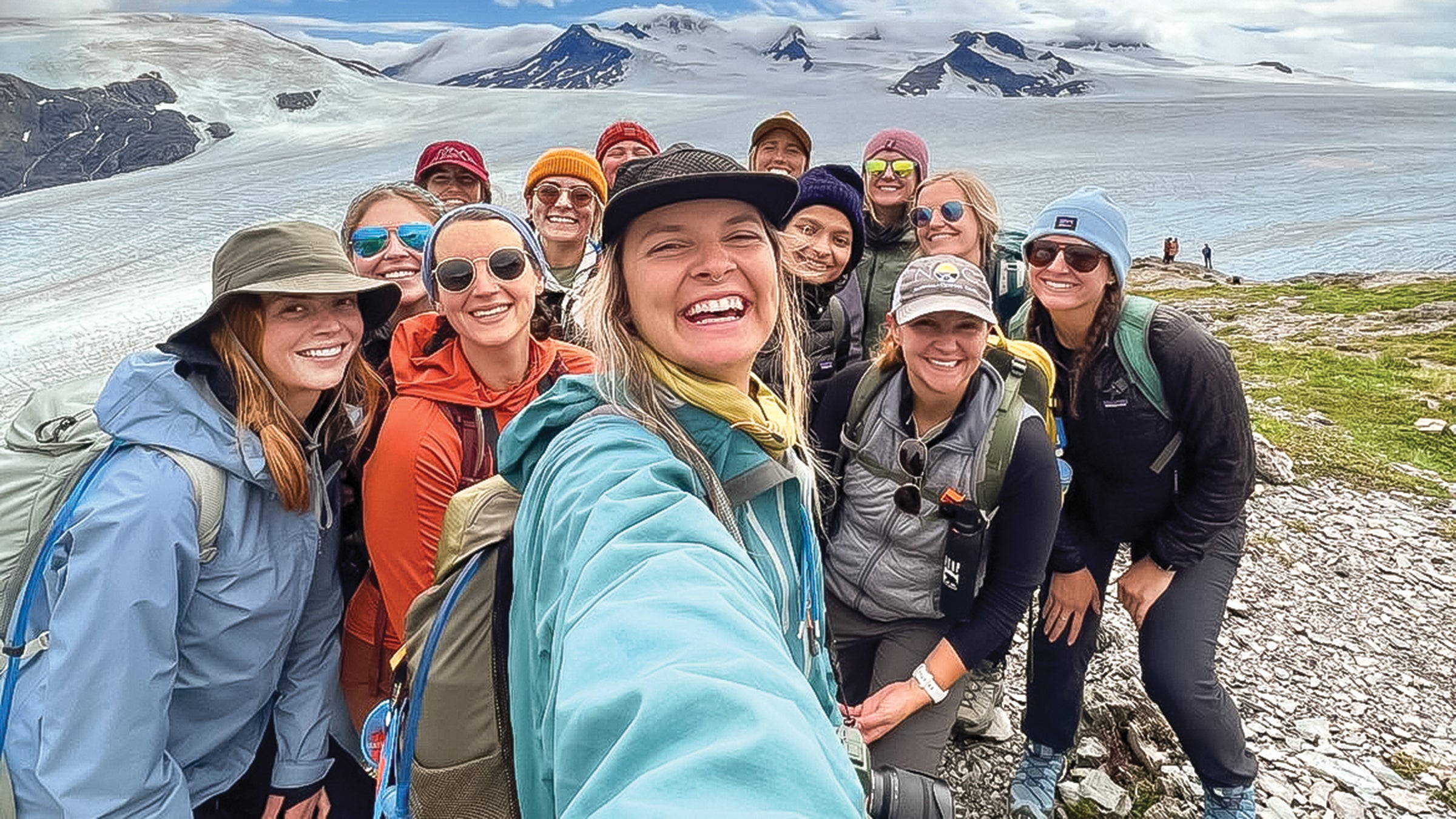 Haleigh (center) with her adventure crew on another trip through the Alaskan wilderness
