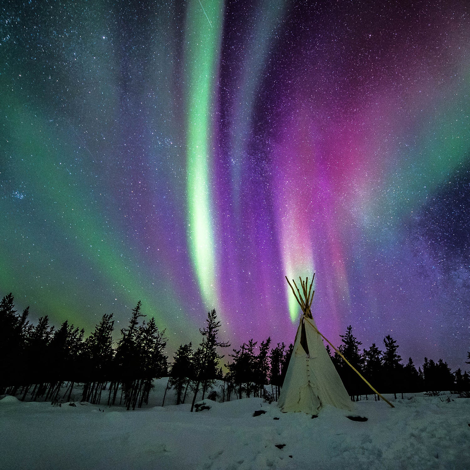 Northern lights and the Milky Way, taken outside Yellowknife, in the Northern Territories