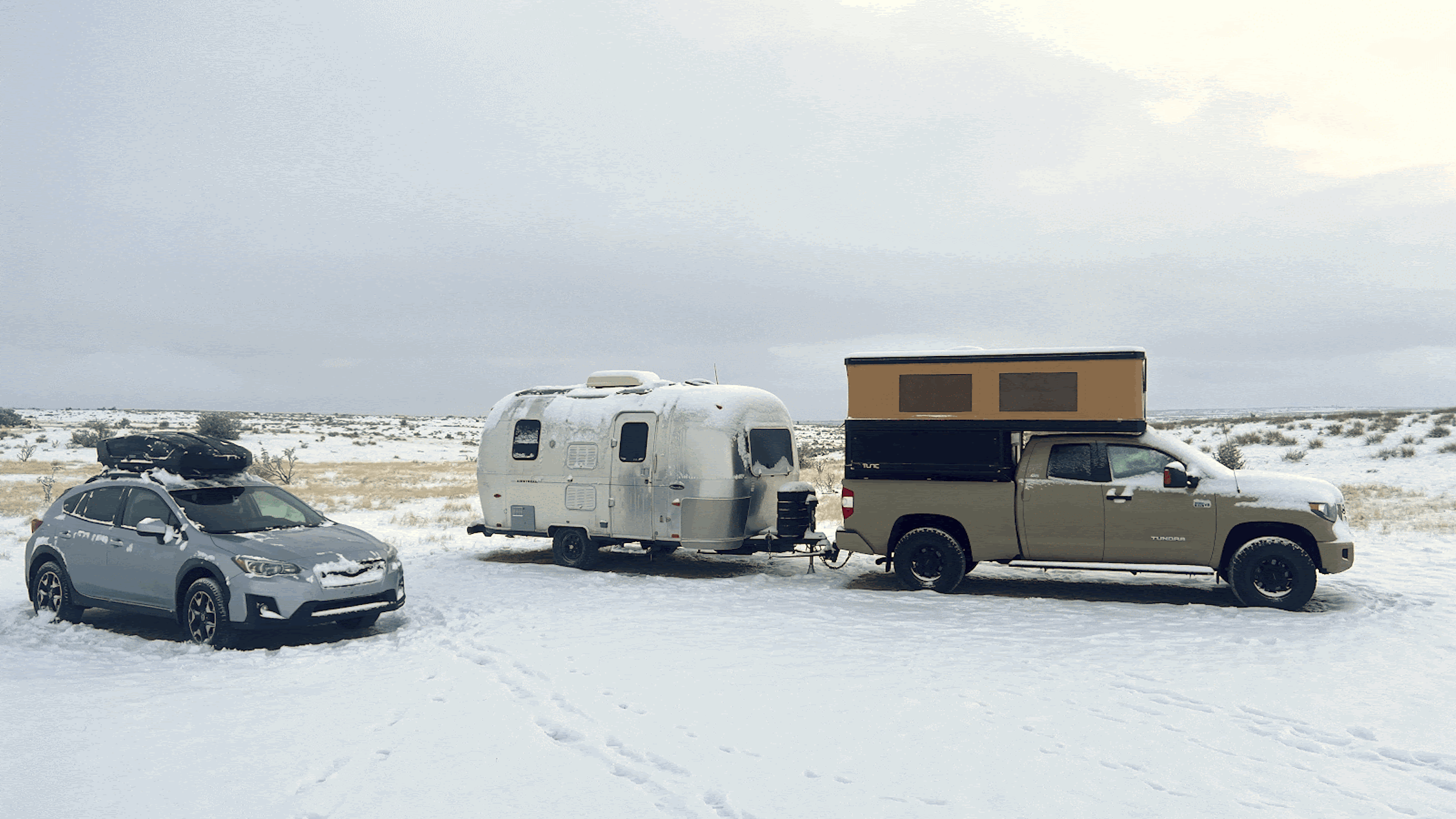 M1 camper rig in the snow 