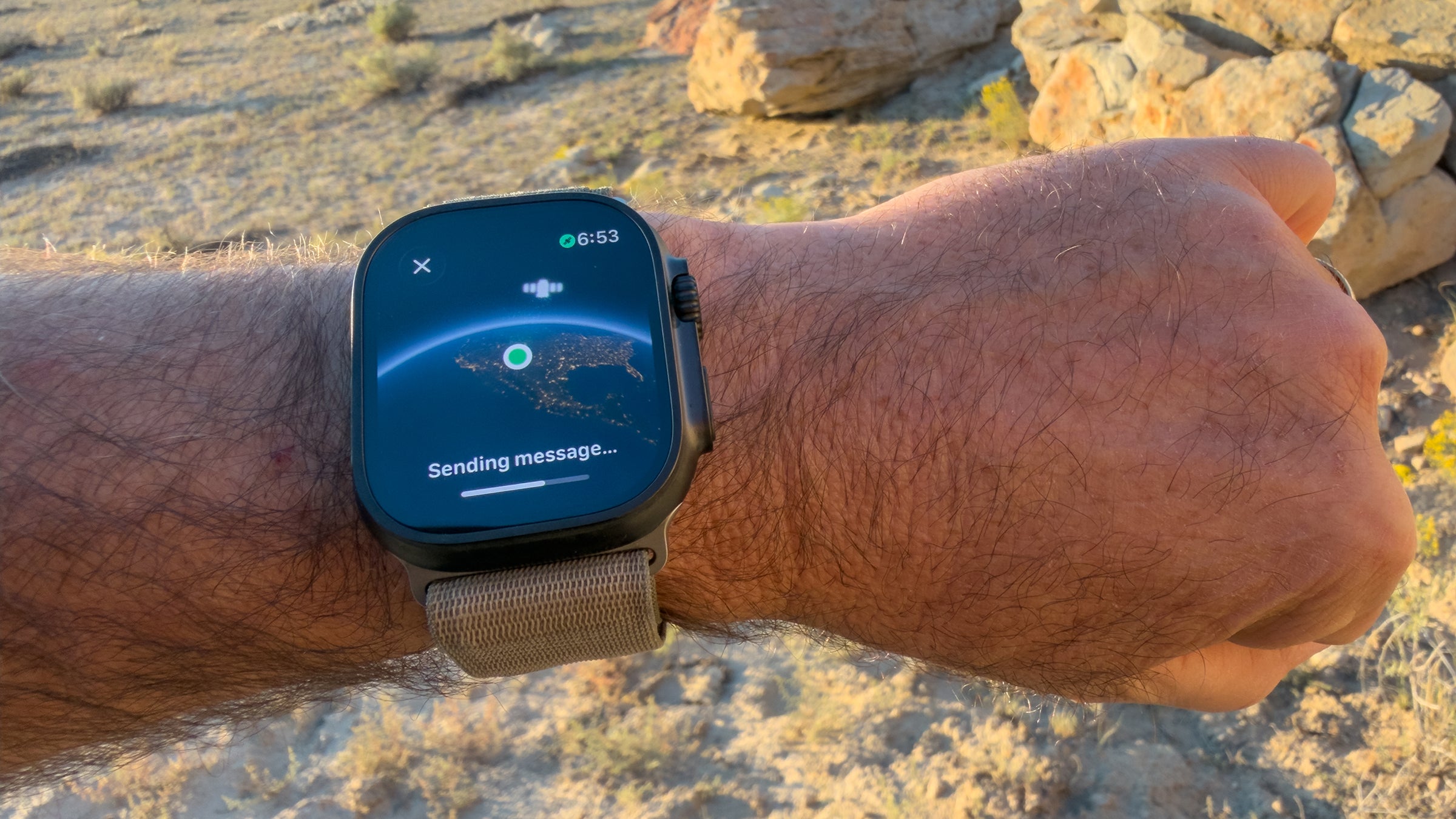 Apple Watch Ultra 3 connecting to a satellite