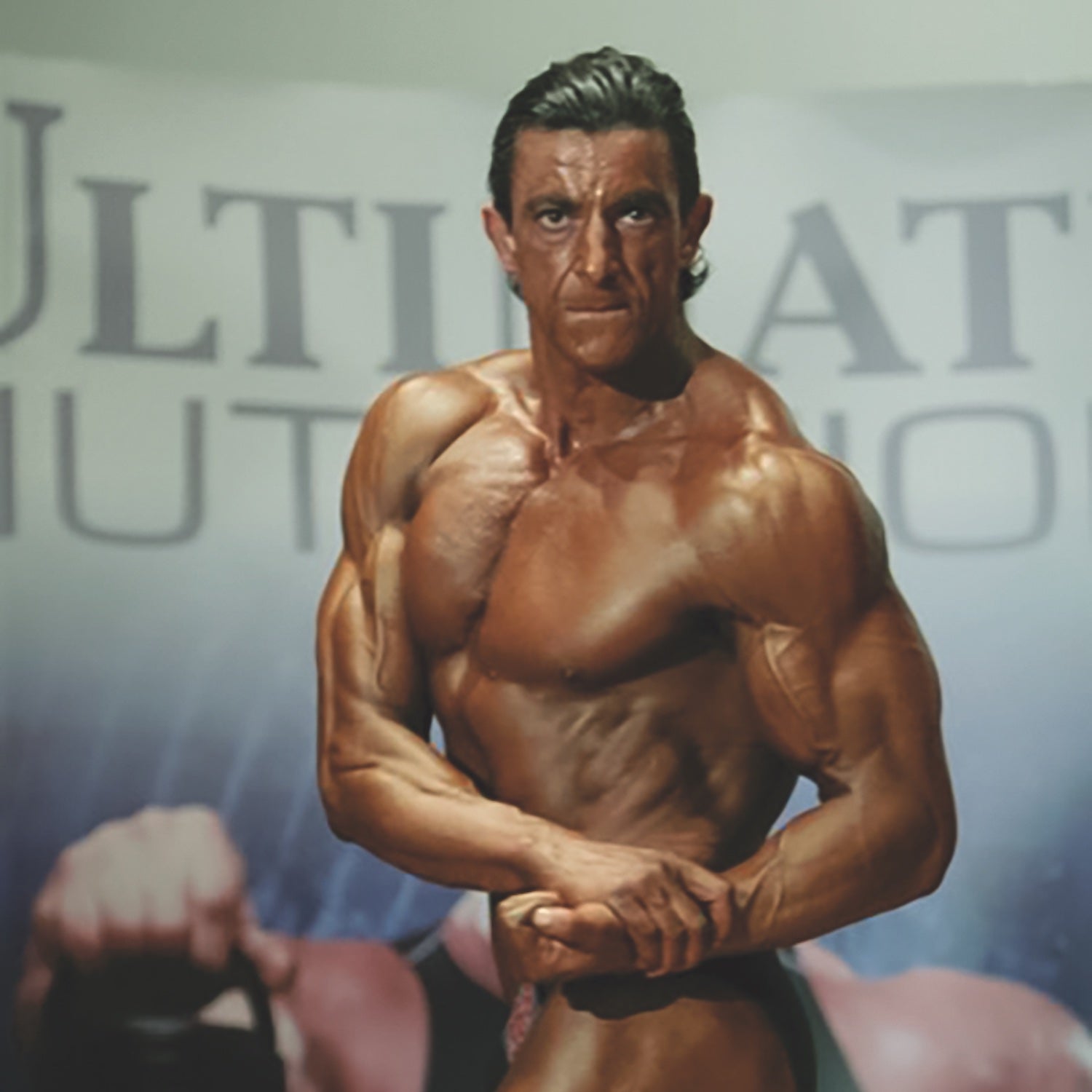 Zagreb National Bodybuilding Championship, 2009. Buda posing during the Croatian national bodybuilding championship, where he competed in the 91kg category.