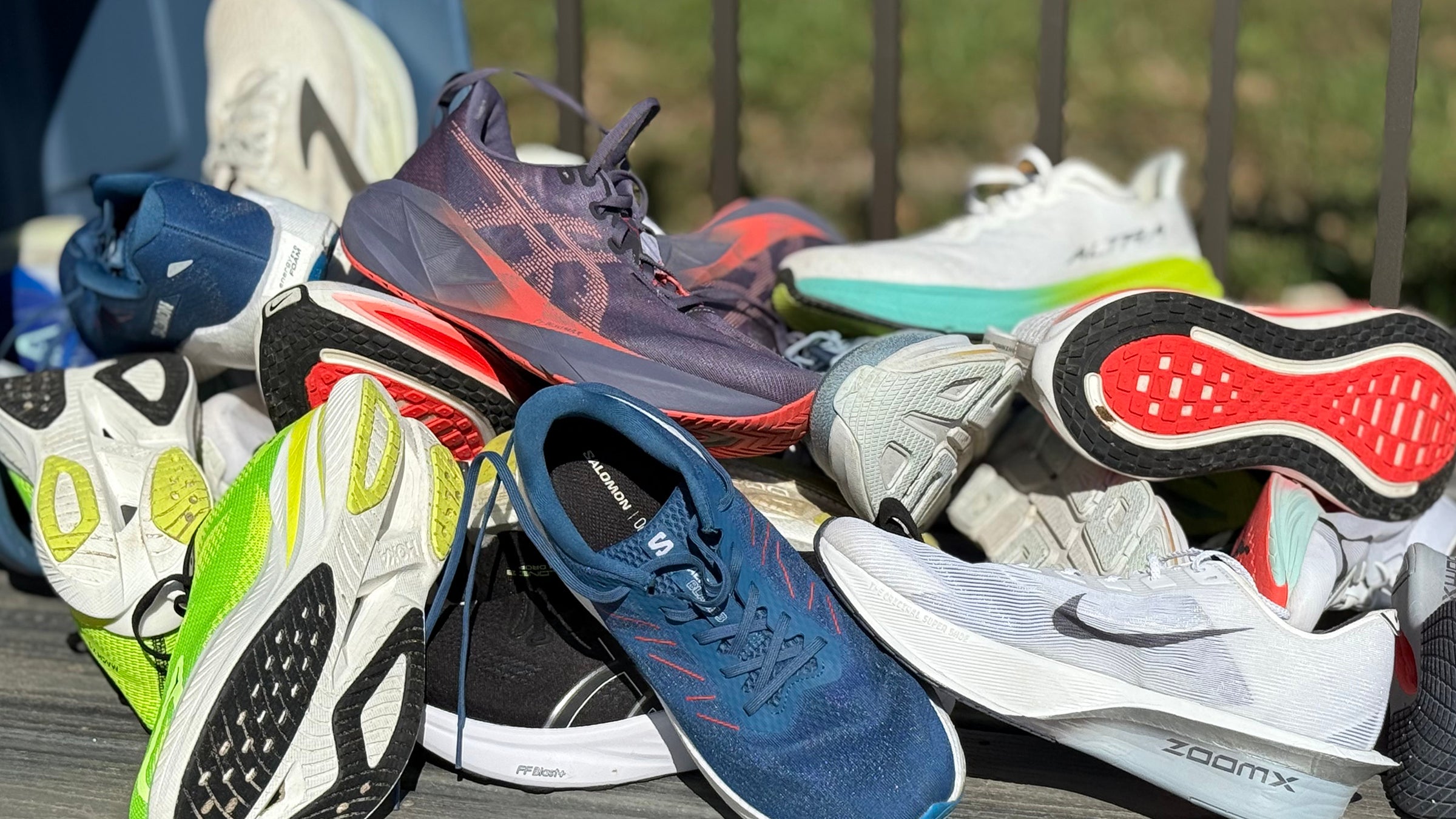 Road Running Shoes test for Outside Magazine shoes in pile