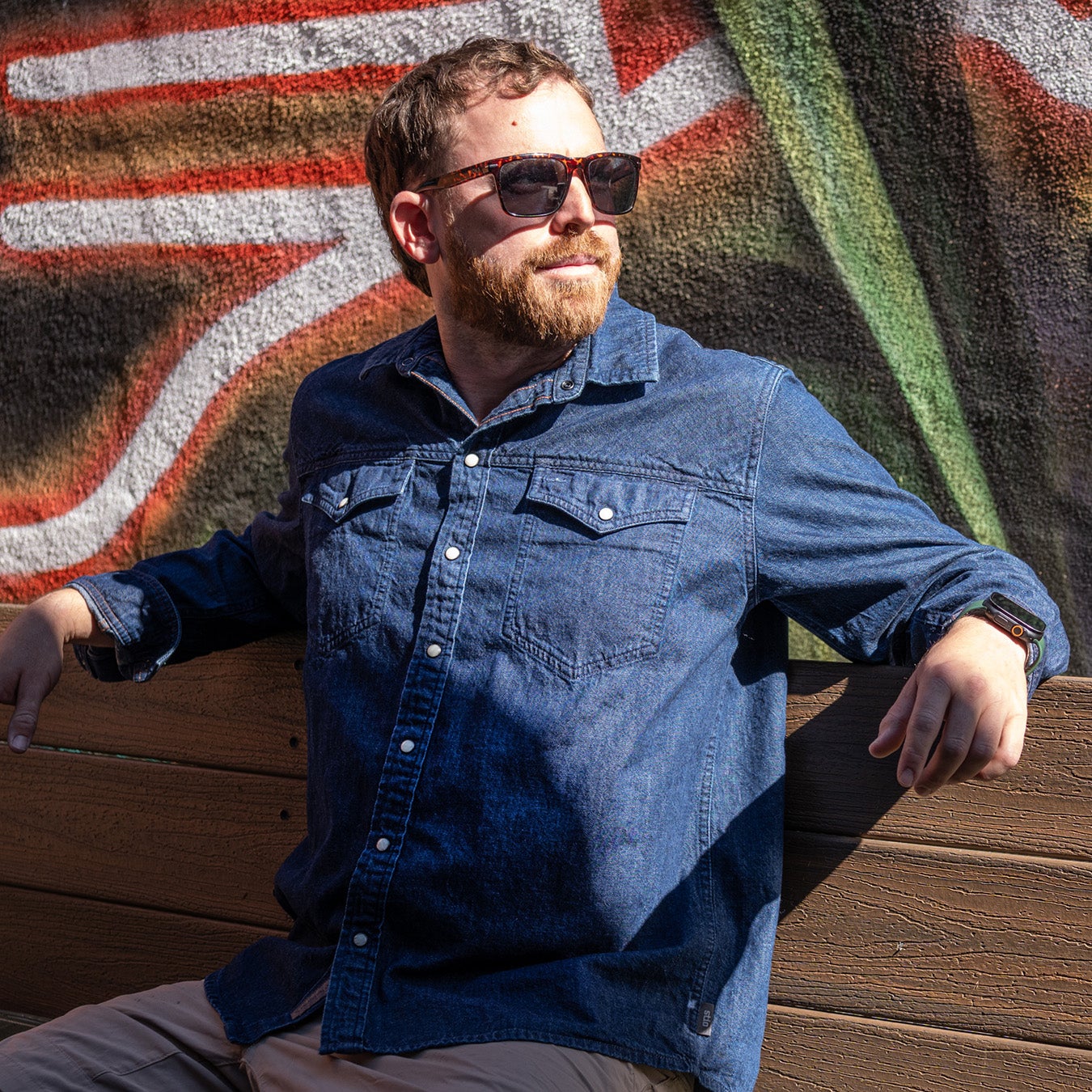 OPEN TRAILS デニムシャツ X-LARGE 100% コットン Open Trails Mens Denim Button Down Shirt Size XL Blue Cotton