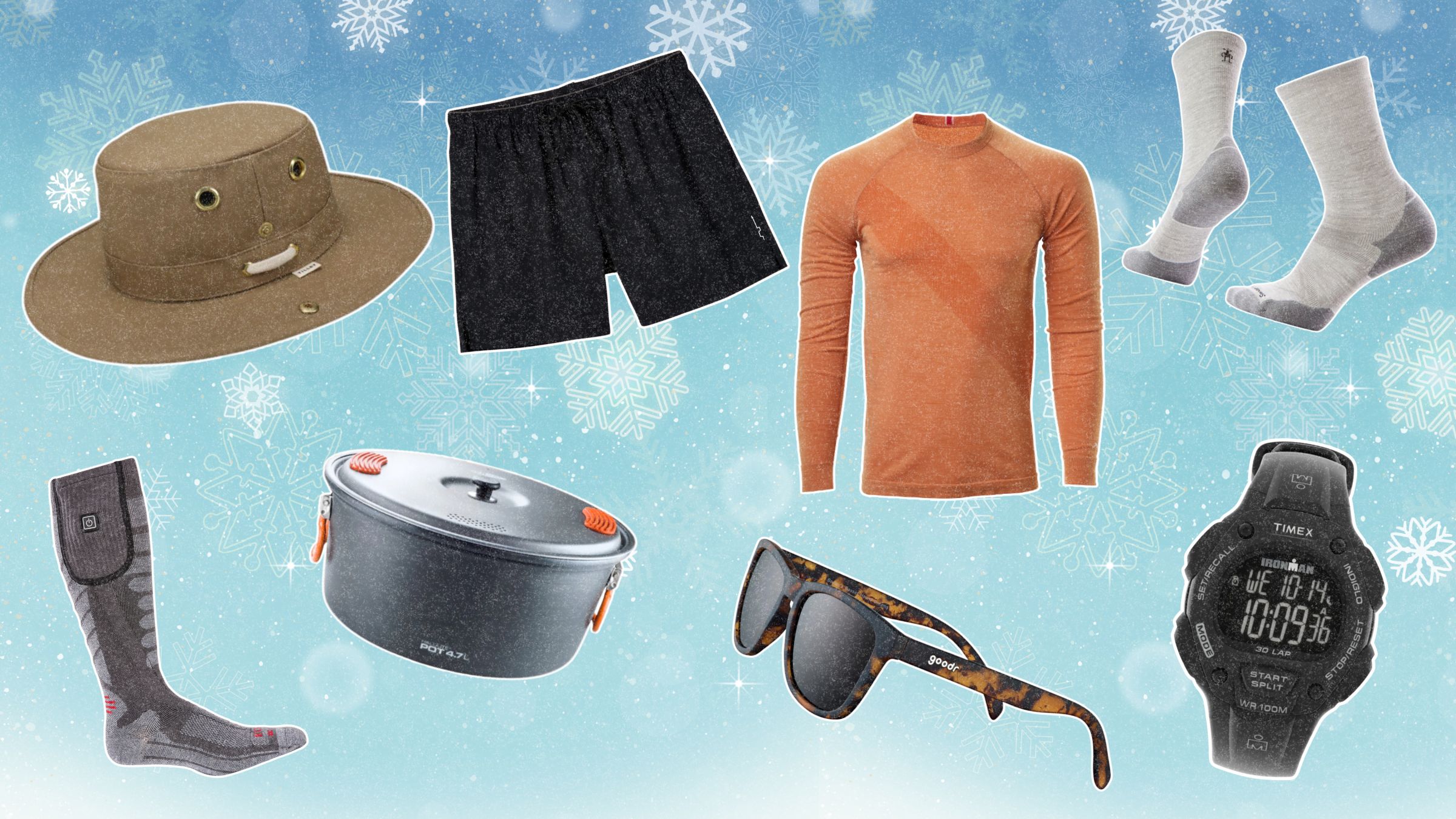 prodcuts over snowy background