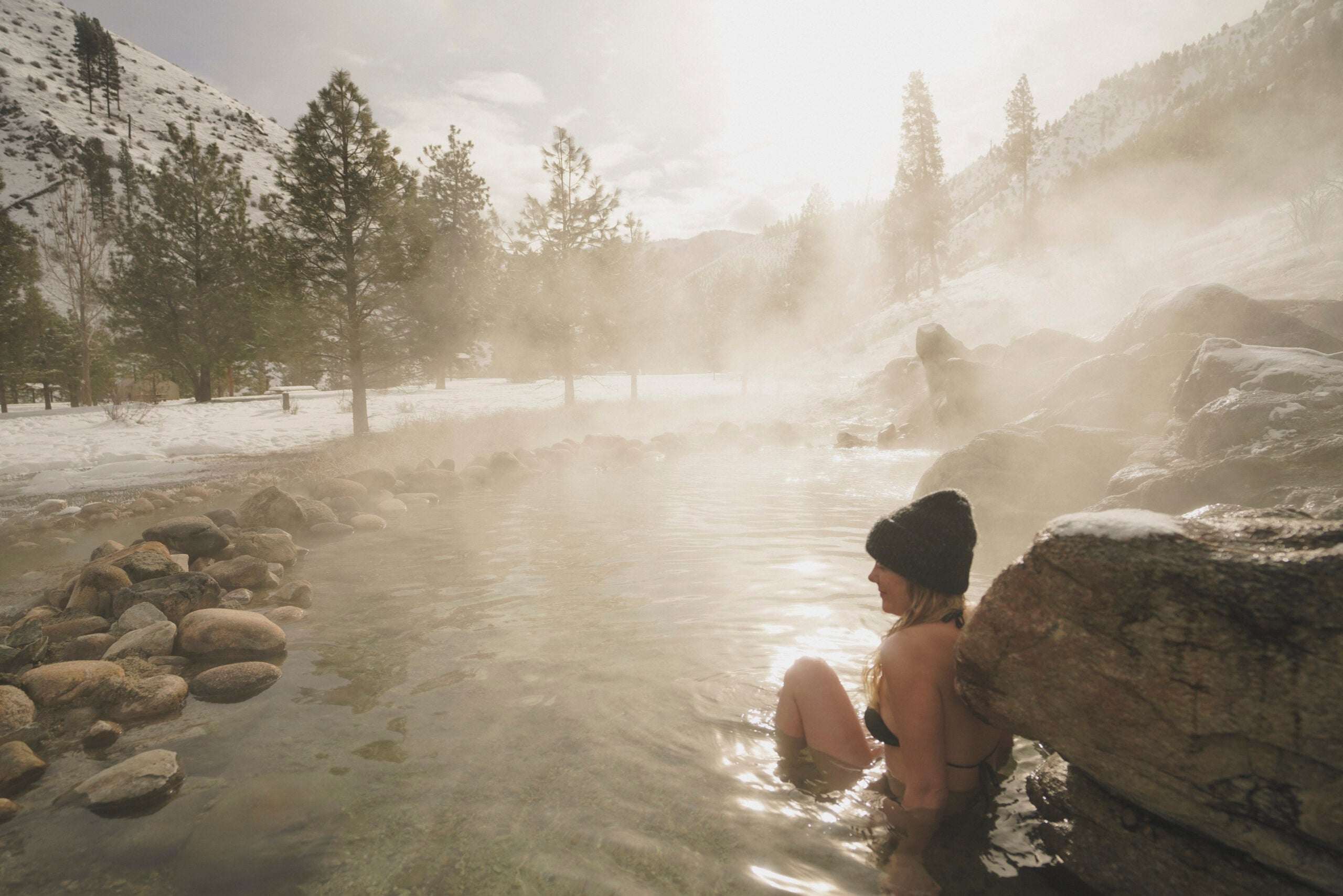 From Durango Hot Springs to Utah's Homestead Crater, these next-level hot springs are close to adrenaline-packed winter adventures such as skiing and ice climbing.