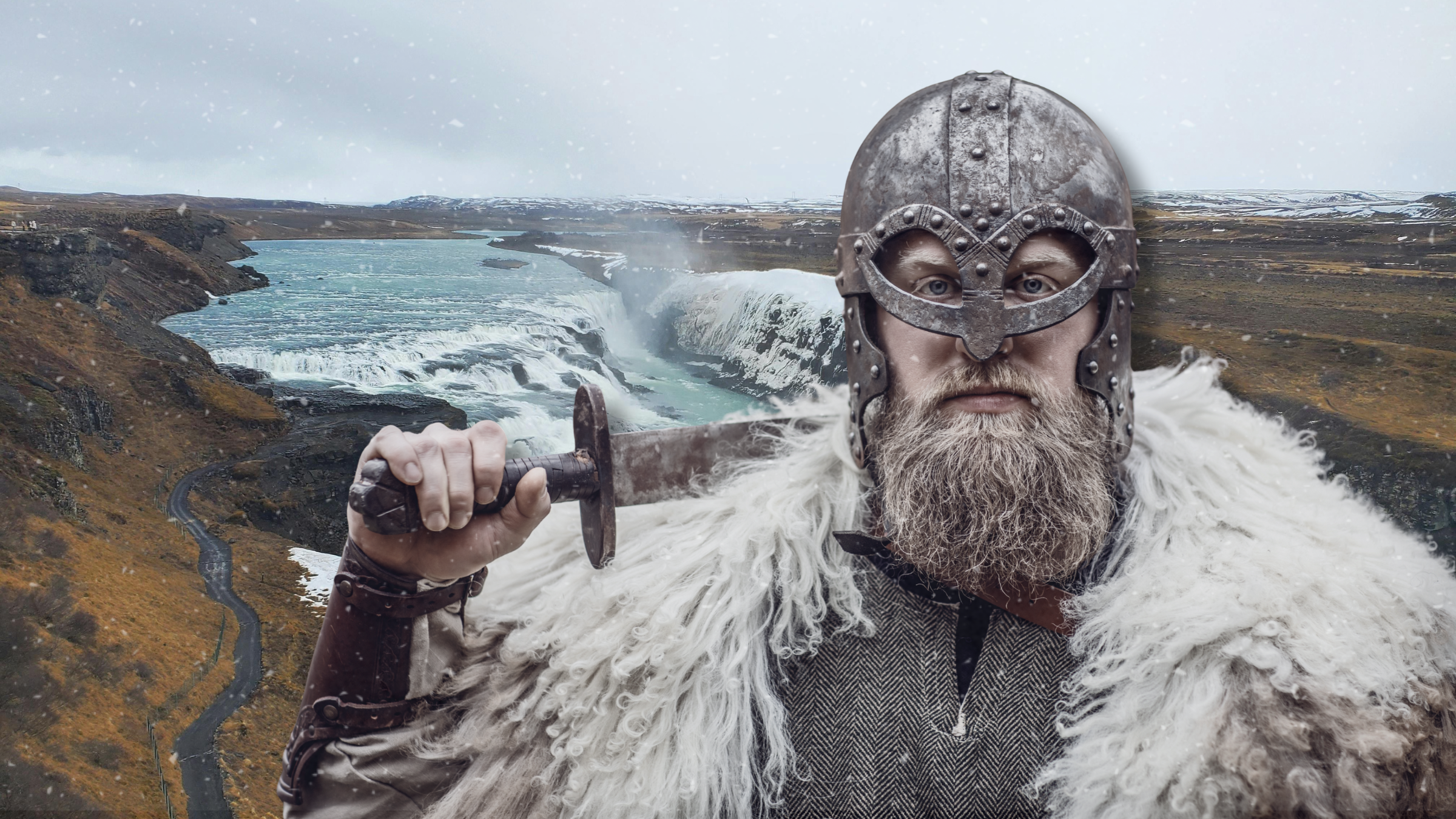 nordic recovery viking on a a background of iceland