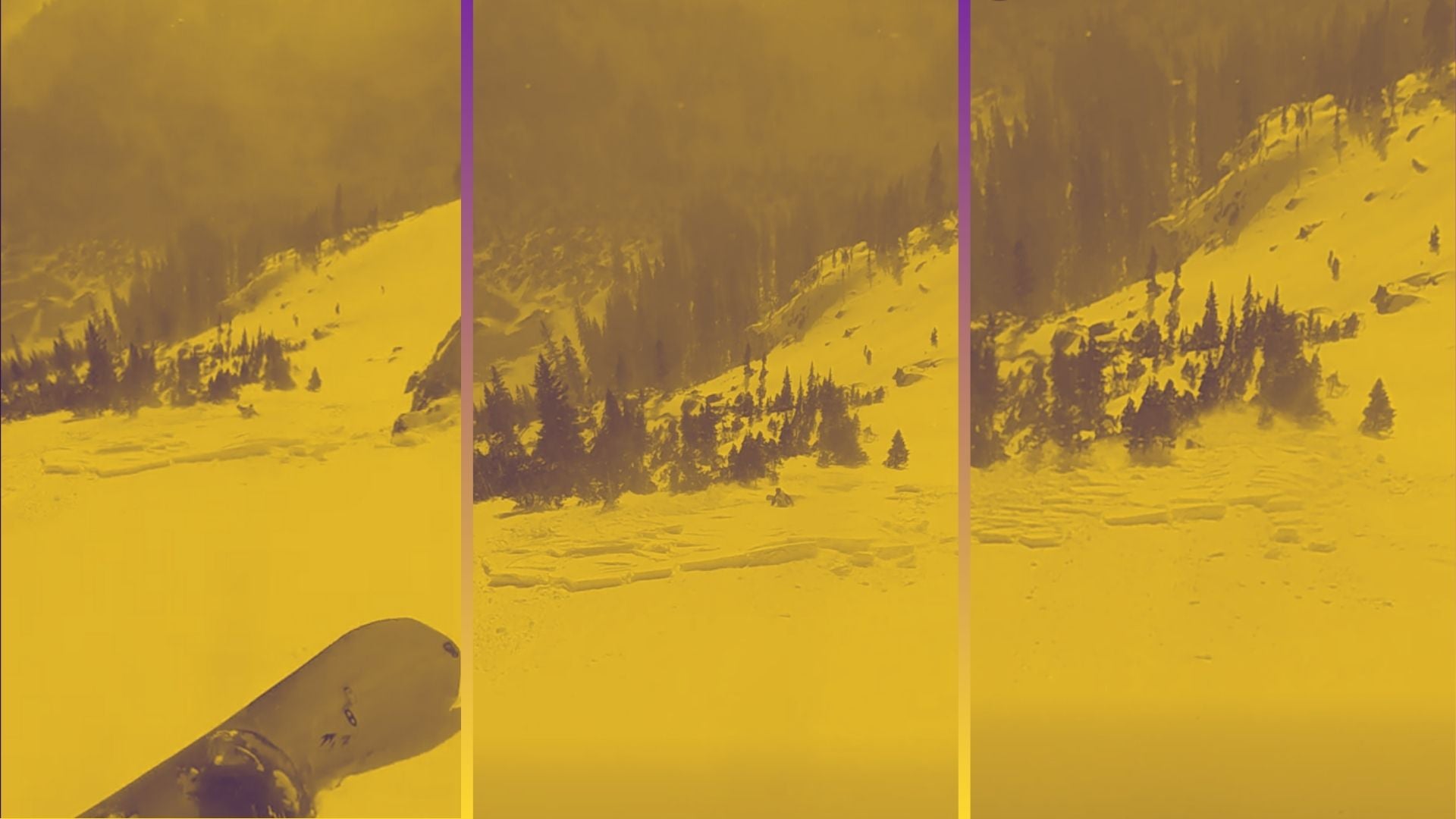 One of the snowboarders was briefly caught and buried by the avalanche