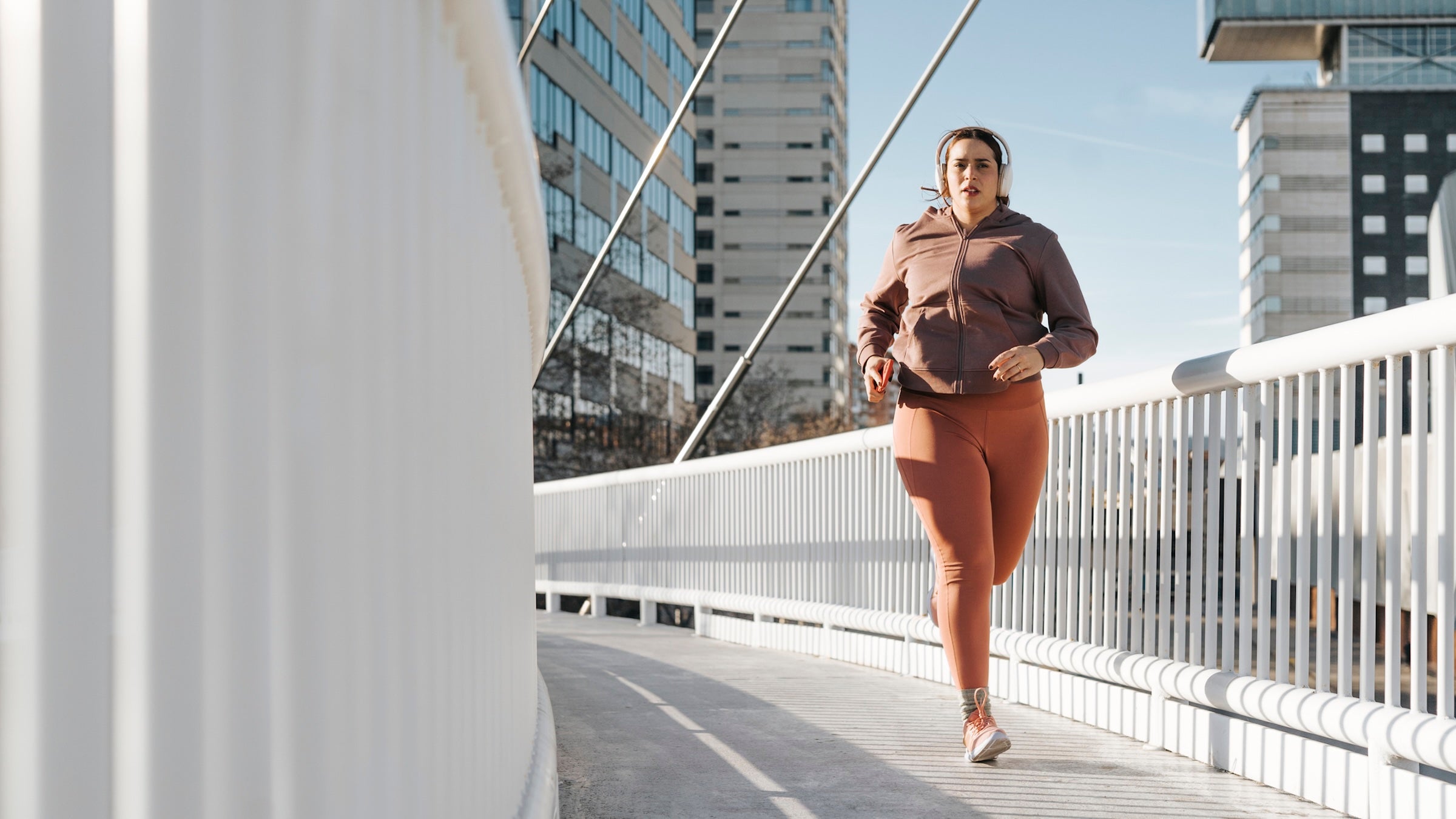 woman running in city