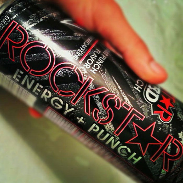 Rockstar sponsors extreme athletes—from BMX bikers to snowboarders to surfers—but that's about where the brand's athletic prowess ends. "These products contain a lot of sugar, a lot of caffeine, and lots of savvy marketing," says Lewin, who advises her clients to avoid Rockstar, along with other competing energy drinks and shots. (Regular Rockstar contains 160 mg caffeine per 16-ounce can, while the Punched flavors contain a whopping 240 mg. A cup of coffee, in comparison, contains about 95 mg.)
Plus, Lewin cautions, "many athletes don't realize that caffeine isn't the only stimulant in these products." Some drinks, like Rockstar, also contain guarana seed extract, which contains caffeine itself and has been linked to hospital admittances for caffeine overdoses. Lewin's bottom line: "If you're relying on these drinks to give you energy, it means you're doing something wrong."