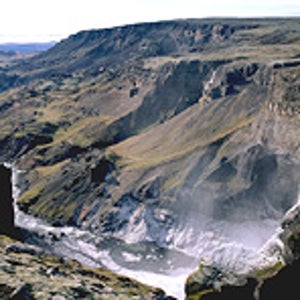 Summer thaw: melting ice carves a canyon in Iceland