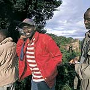 Rim shot: Mike , and Lulunken gaze intoTanzania's Ngorongoro crater
