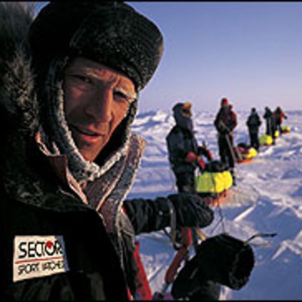 Ousland (left) with polar trekkers Per Helgesplass, Carlijn Hoekstra, Correne Erasmus-Coetzer, Stuart Stevens, and Jan-Erik Warbo.