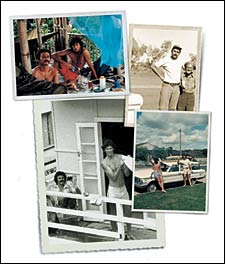 Clockwise from top left: Disalvatore and Finnegan in Java; Disalvatore with the hermit in the outback; our boys in Queensland, Christmas, 1978; at Kirra Beach, Australia