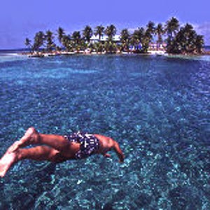 Taking the plunge near Belize's Carrie Bow Caye.