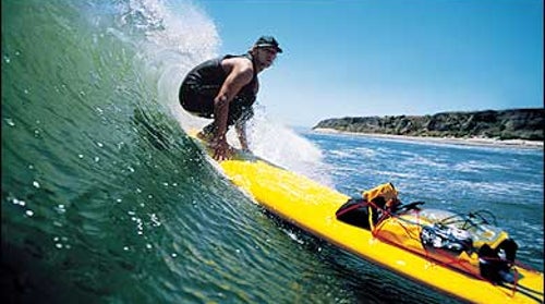All aboard! Pro surfer Keith Malloy, west of Gaviota, California