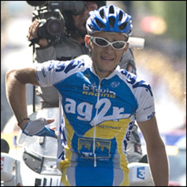 Sylvain Calzati winning Stage 8 of the Tour. (Beth Schneider)