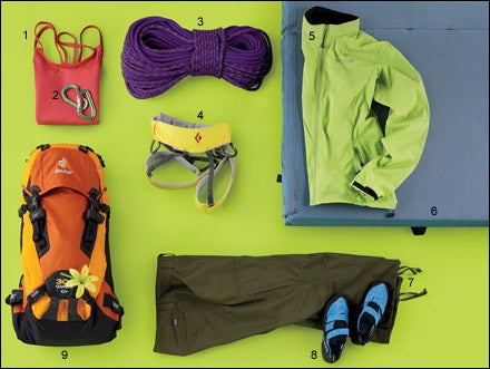 Women's rock climbing gear