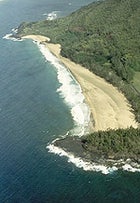 An aerial view of Kauai's Hanalie Bay