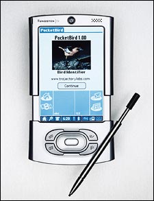 Load TRAJECTORYLABS' POCKETBIRD field guide into the new PALM TUNGSTEN T3 and head for the woods. The PDA's pop-out screen is 50 percent larger than that of previous Palmsideal for rendering big, vivid avian images. (PocketBird: $10; 248-342-2070, www.trajectorylabs.com; T3: $399; 847-262-7256, www.palm.com)