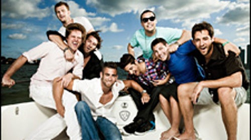 They're on a boat: From left, Schwartz (in back), Walker, Zabar, Cohen, Leve, Rosenthal, Bisnow, Korshak (Photograph by Peter Yang)