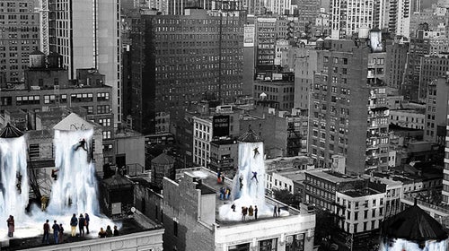 Urban ice-climbing walls
