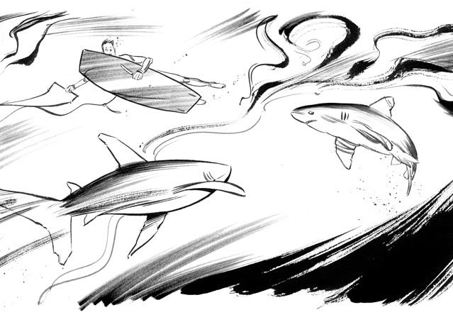 alone on the water sharks