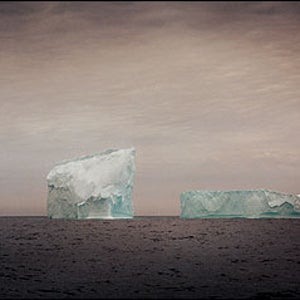 Icebergs adrift in the Labrador Sea off the northern tip of Newfoundland.
