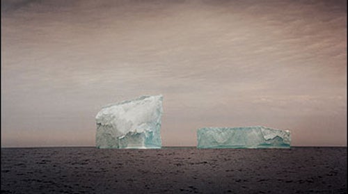 Icebergs adrift in the Labrador Sea off the northern tip of Newfoundland.