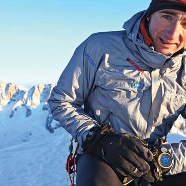 Ueli Steck atop the Grand Jorasses in 2008.