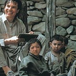 CAI founder Greg Mortenson with schoolkids in Korphe, Pakistan