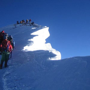 Len Stanmore approaching the summit of Everest.