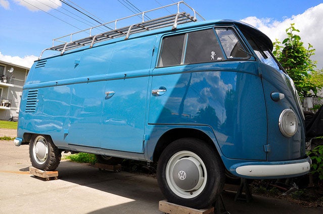 Volkswagon bus car rod fly fishing